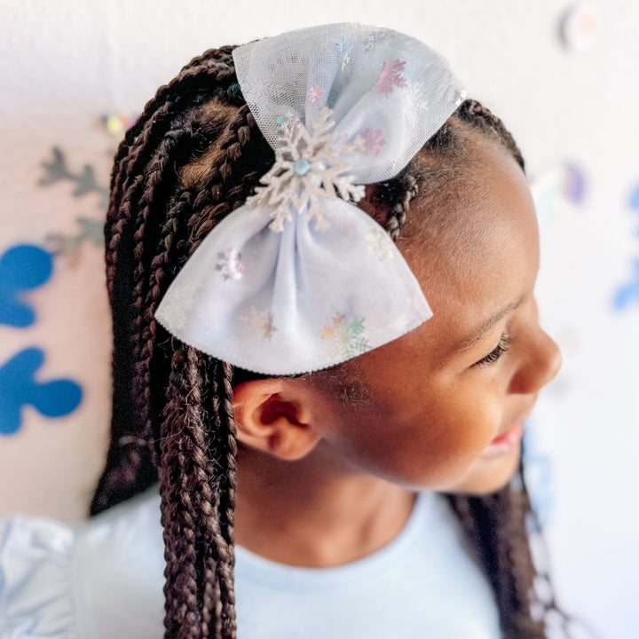 Snow Princess Iridescent Tulle Bow Headband