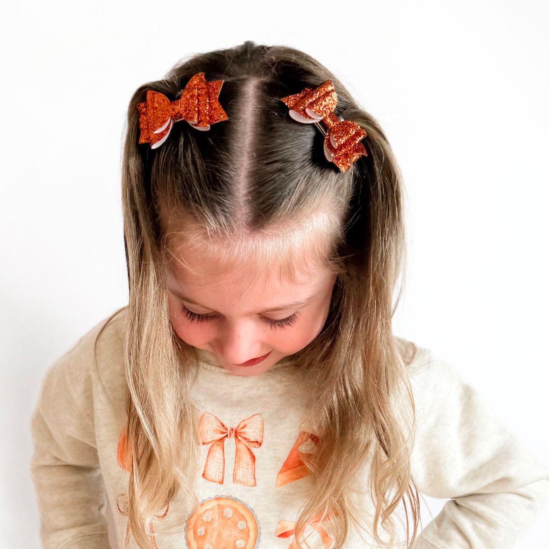 Spice Glitter Bow Clip Set