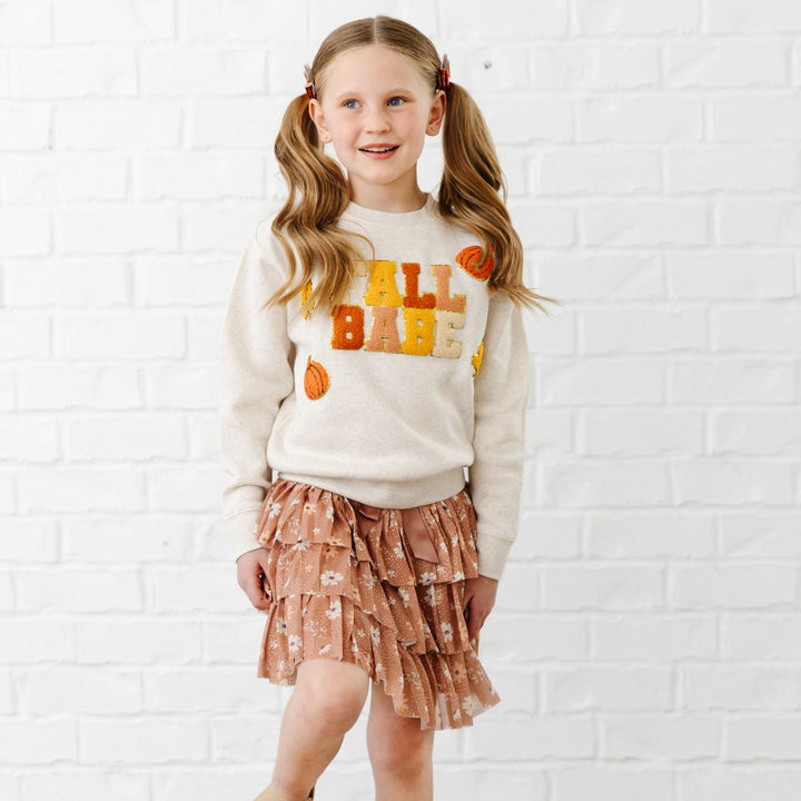 Fall Babe Fun Patch Sweatshirt - Natural