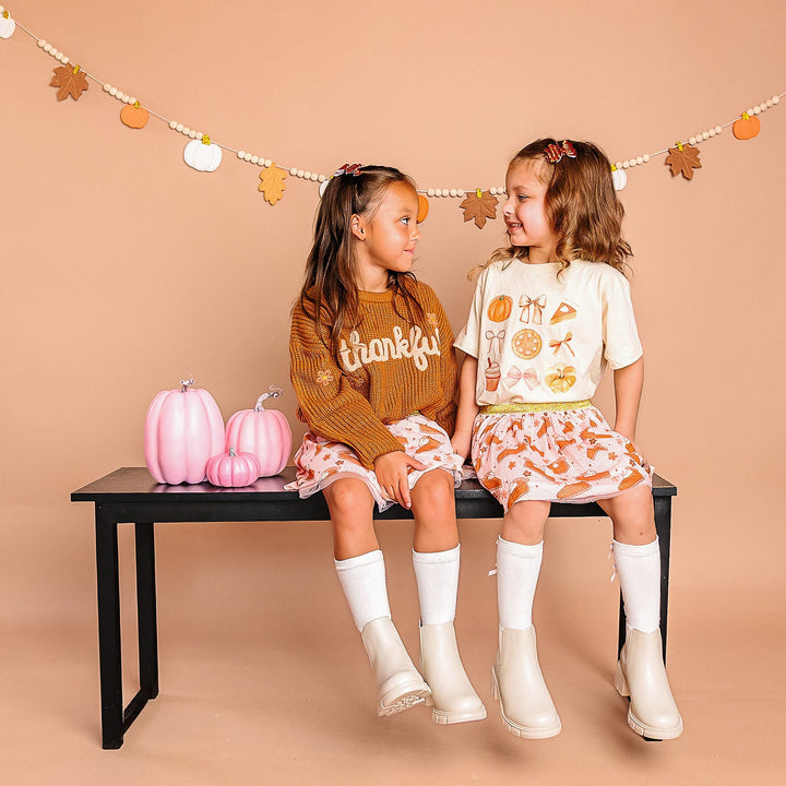 Thankful Cutie Thanksgiving Short Sleeve T-Shirt - Natural