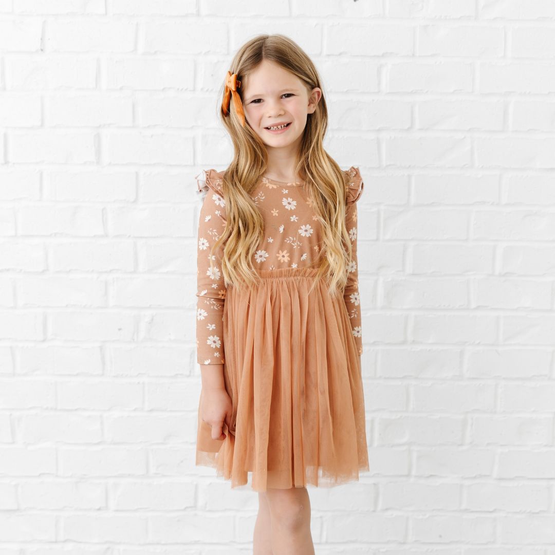 fitted lace wedding dress Sweet Wink Little and Big Girls Ditsy Fall Floral Long Sleeve Tutu Dress