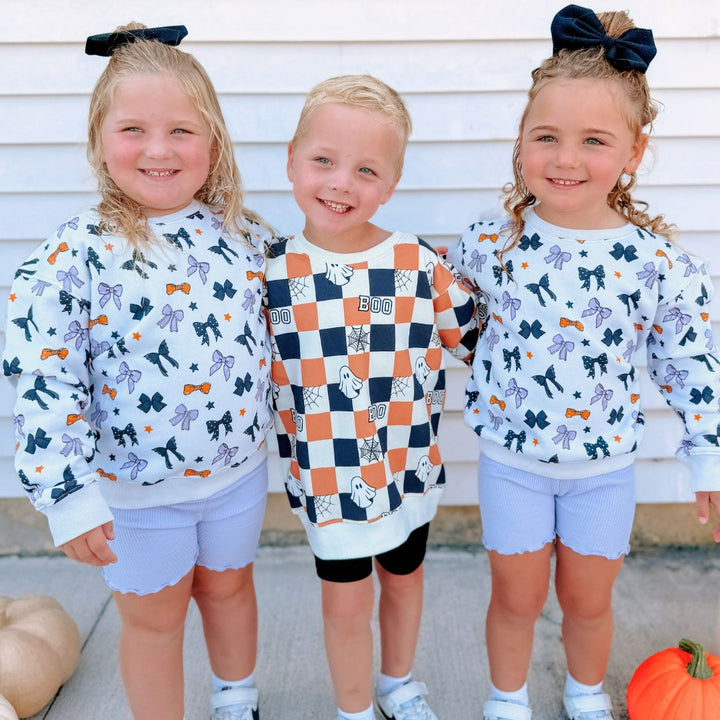 Spooky Bows Halloween Sweatshirt - Lavender