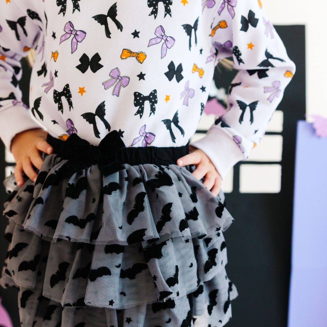 Spooky Bows Halloween Sweatshirt - Lavender