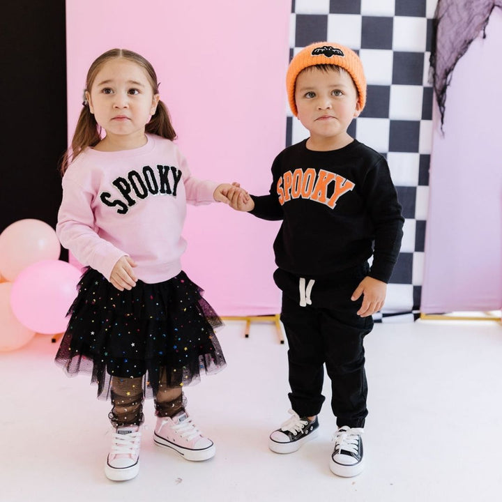 Spooky Patch Halloween Sweatshirt - Pink