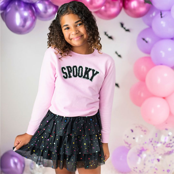 Spooky Patch Halloween Sweatshirt - Pink