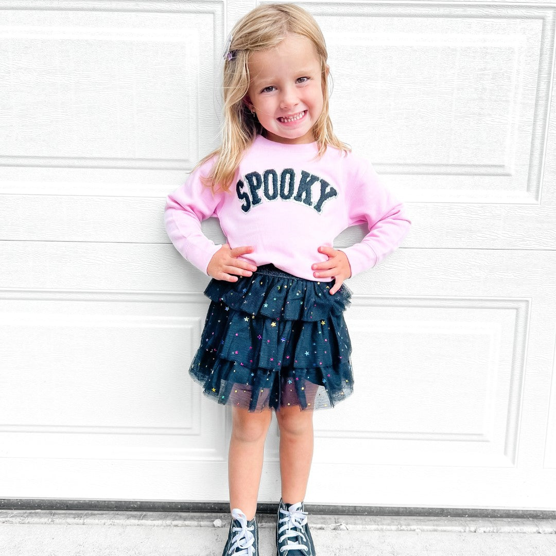 Spooky Patch Halloween Sweatshirt - Pink