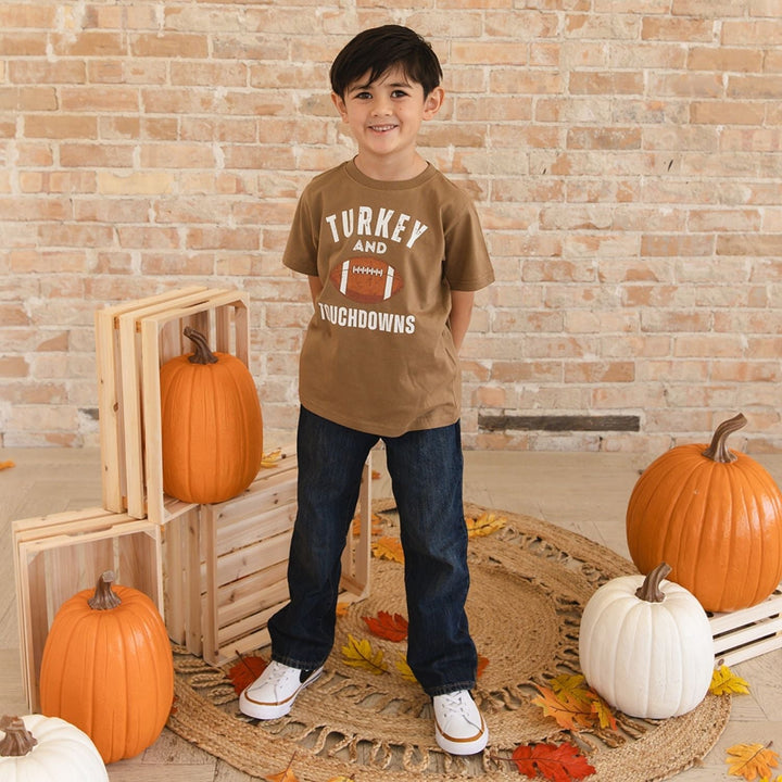 Turkey and Touchdowns Thanksgiving Short Sleeve T-Shirt