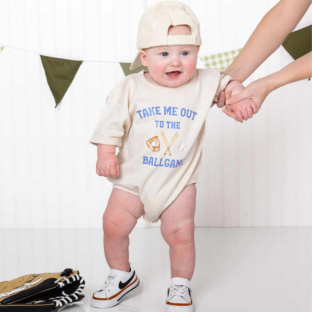 Take Me Out To The Ballgame Short Sleeve Romper