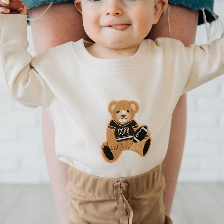 Teddy Bear Patch Long Sleeve Romper