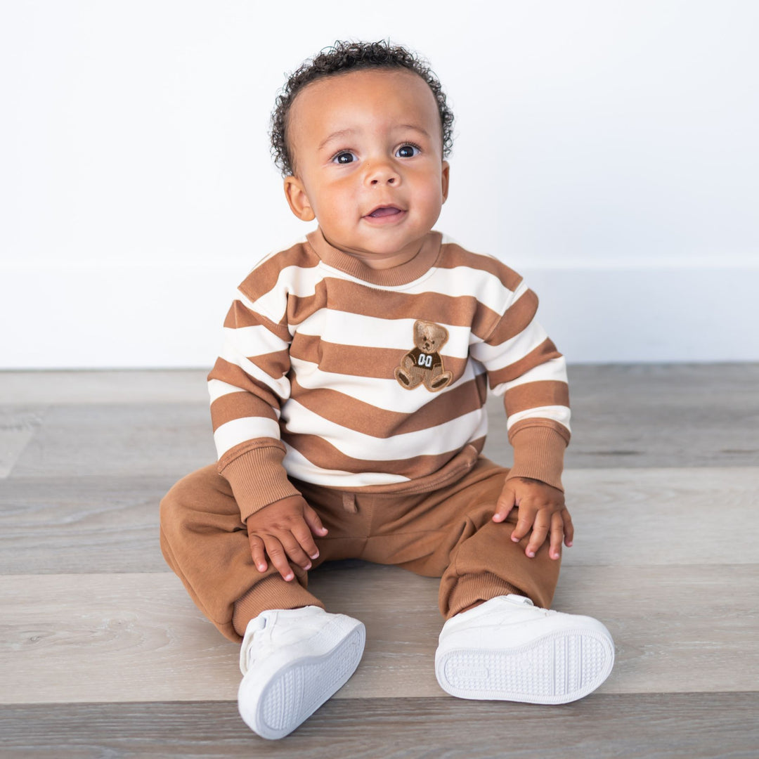 Teddy Bear Patch Sweatshirt & Jogger Set