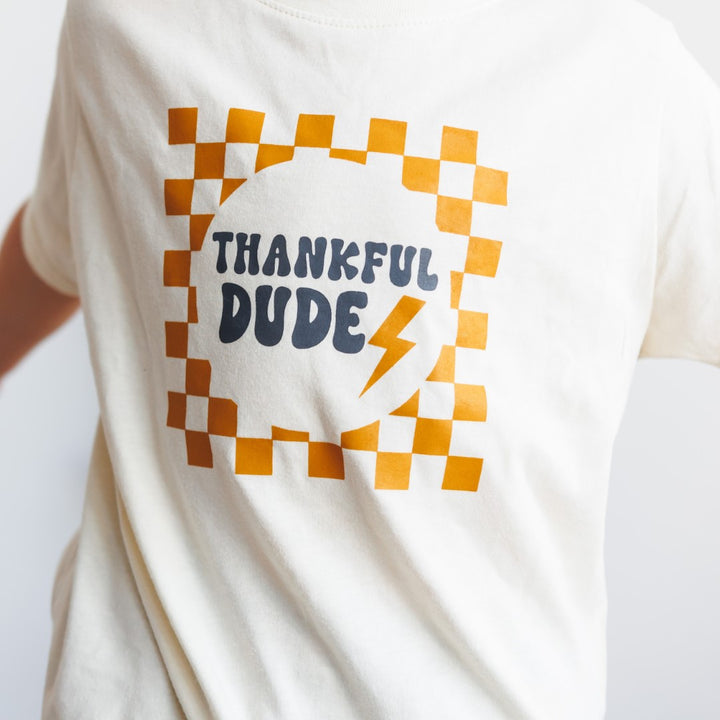Thankful Dude Checker Thanksgiving Short Sleeve T-Shirt - Natural
