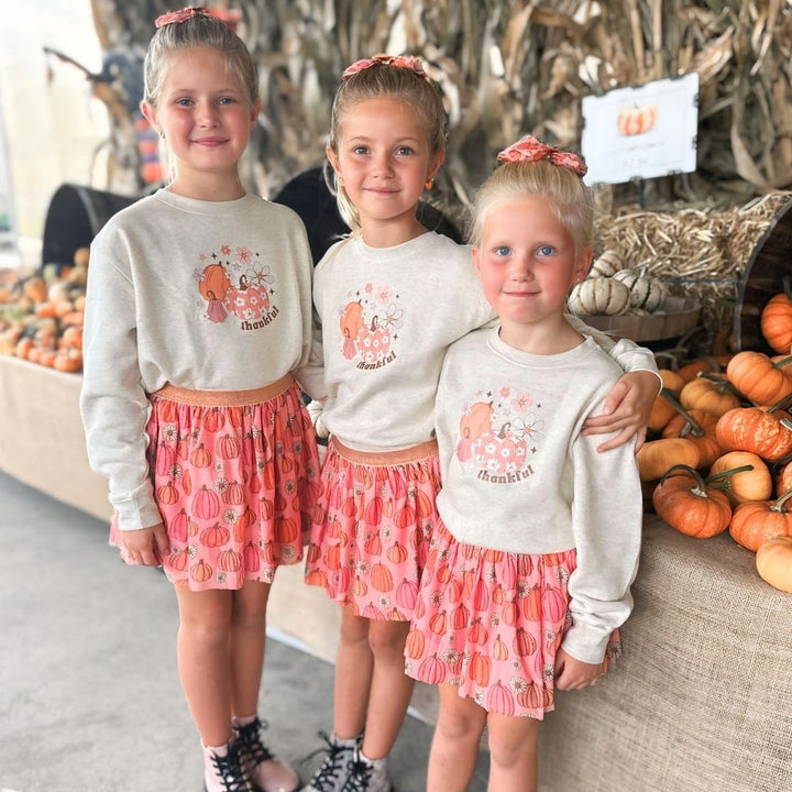 Thankful Pumpkin Daisy Thanksgiving Sweatshirt - Natural