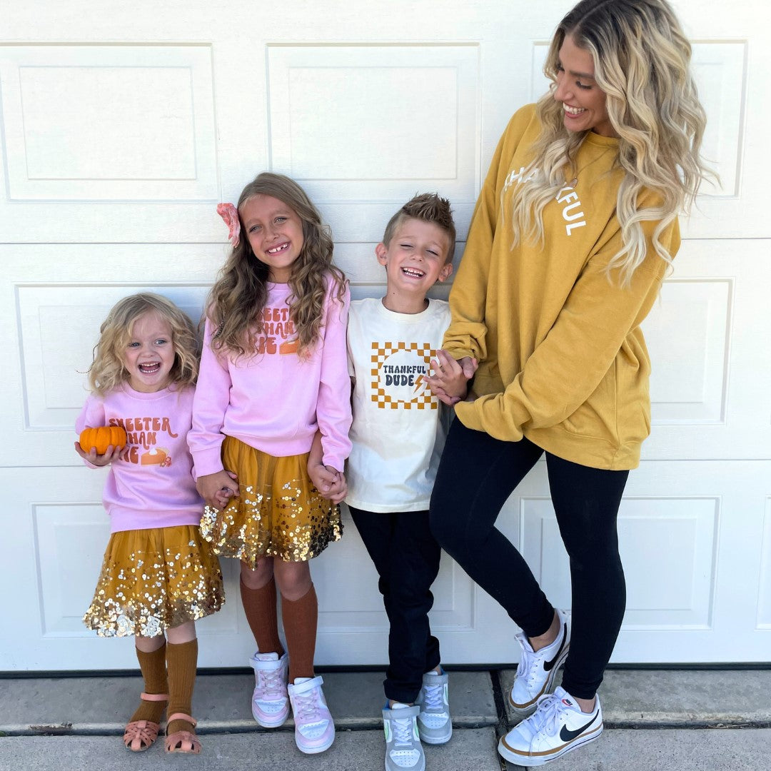 Thankful Thanksgiving Adult Sweatshirt - Mustard