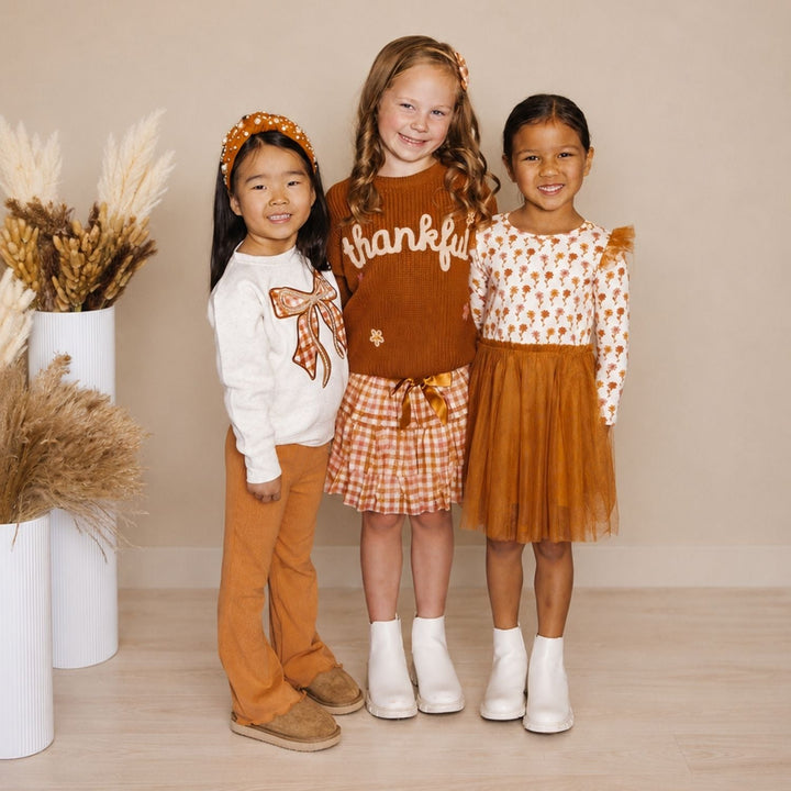 Cinnamon Plaid Tulle Bow Headband