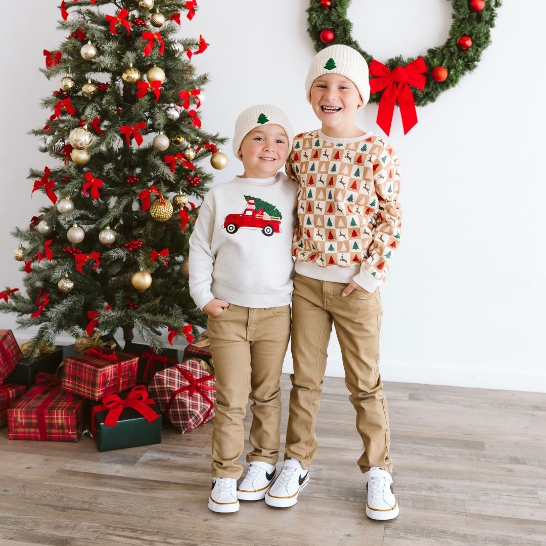Tree Patch Christmas Beanie - Natural