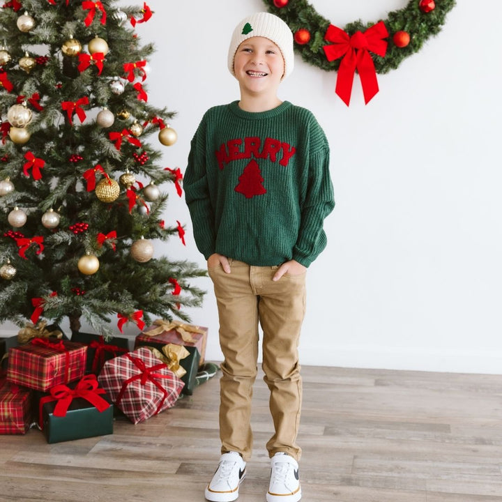 Tree Patch Christmas Beanie - Natural