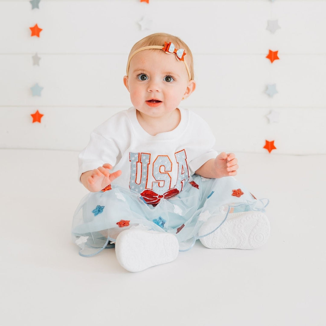 Glitter Flag Bow Baby Headband