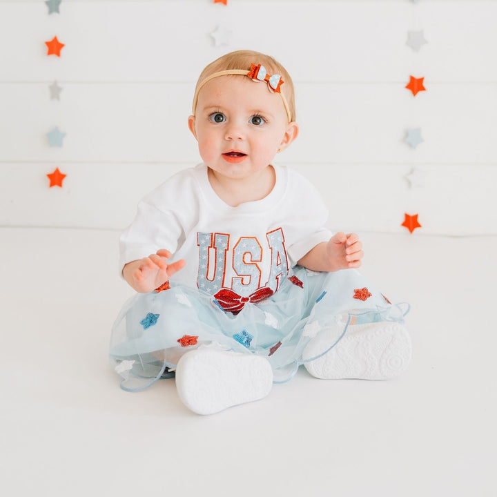 Glitter Flag Bow Baby Headband