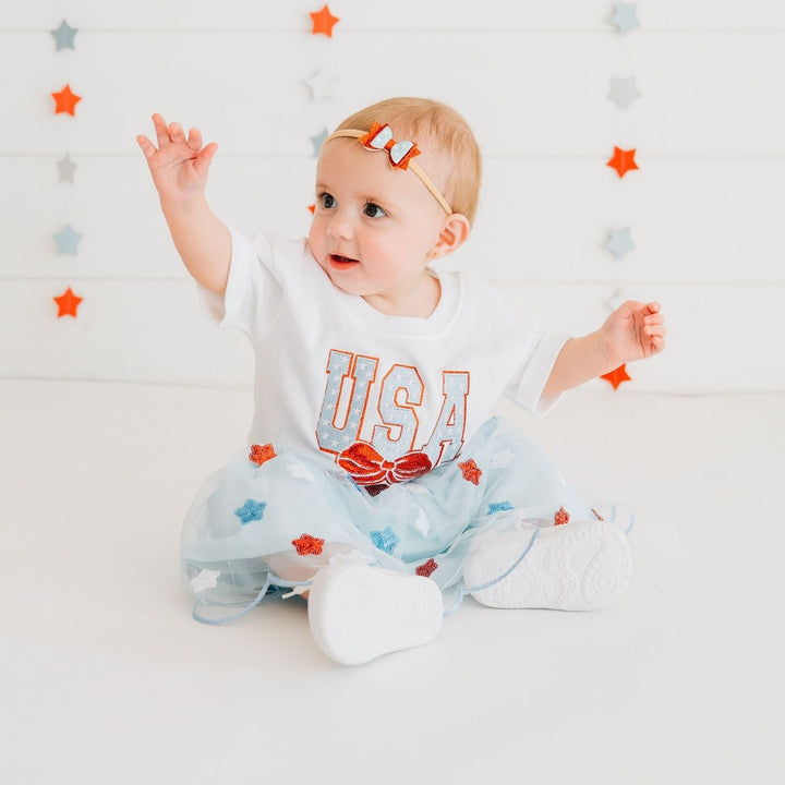 Glitter Flag Bow Baby Headband
