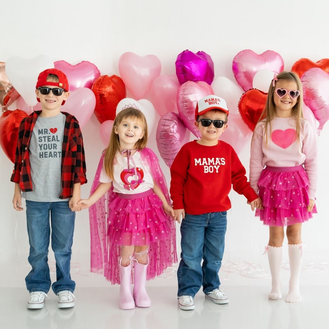 Heart Sequin Patch Sweatshirt - Pink