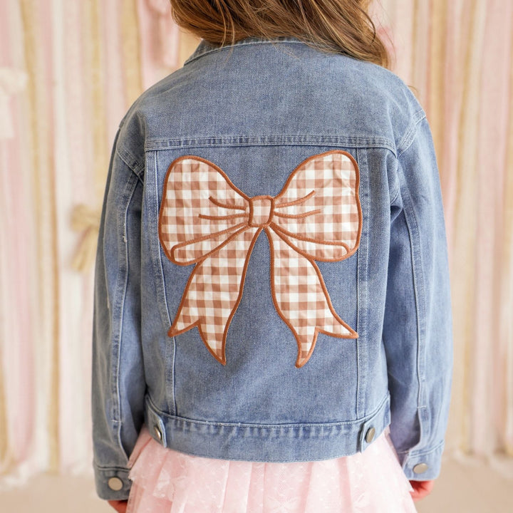 Gingham Bow Patch Denim Jacket