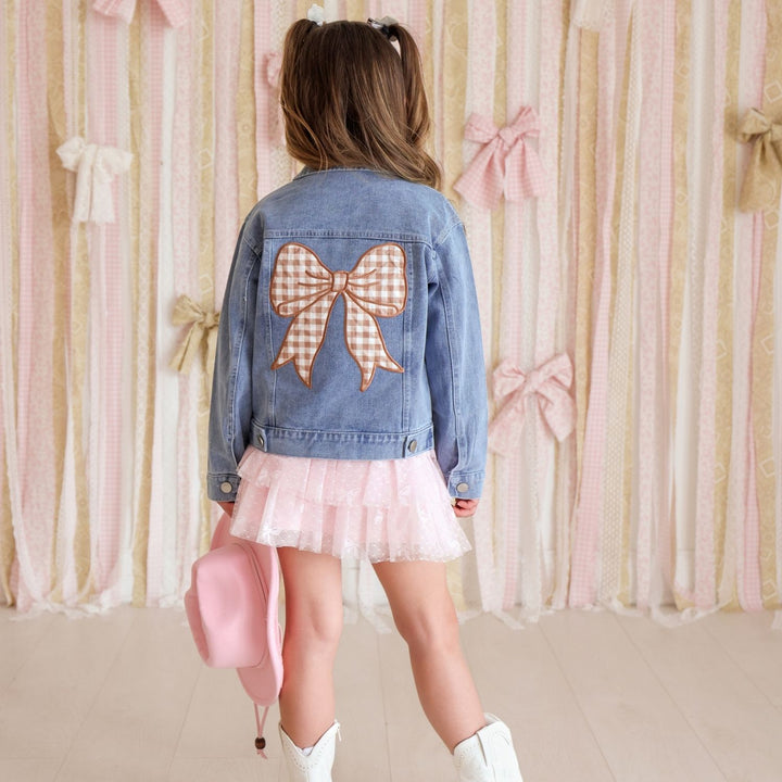 Gingham Bow Patch Denim Jacket