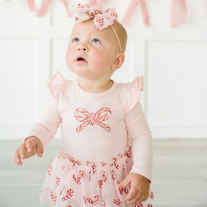 Candy Cane Confetti Christmas Tulle Bow Baby Headband