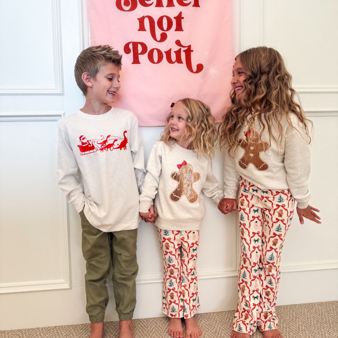 Dino Christmas Long Sleeve Shirt - Natural