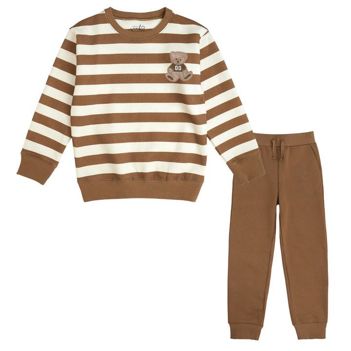 Teddy Bear Patch Sweatshirt & Jogger Set