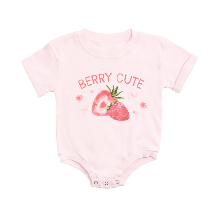 Berry Cute Strawberry Short Sleeve Romper - Ballet