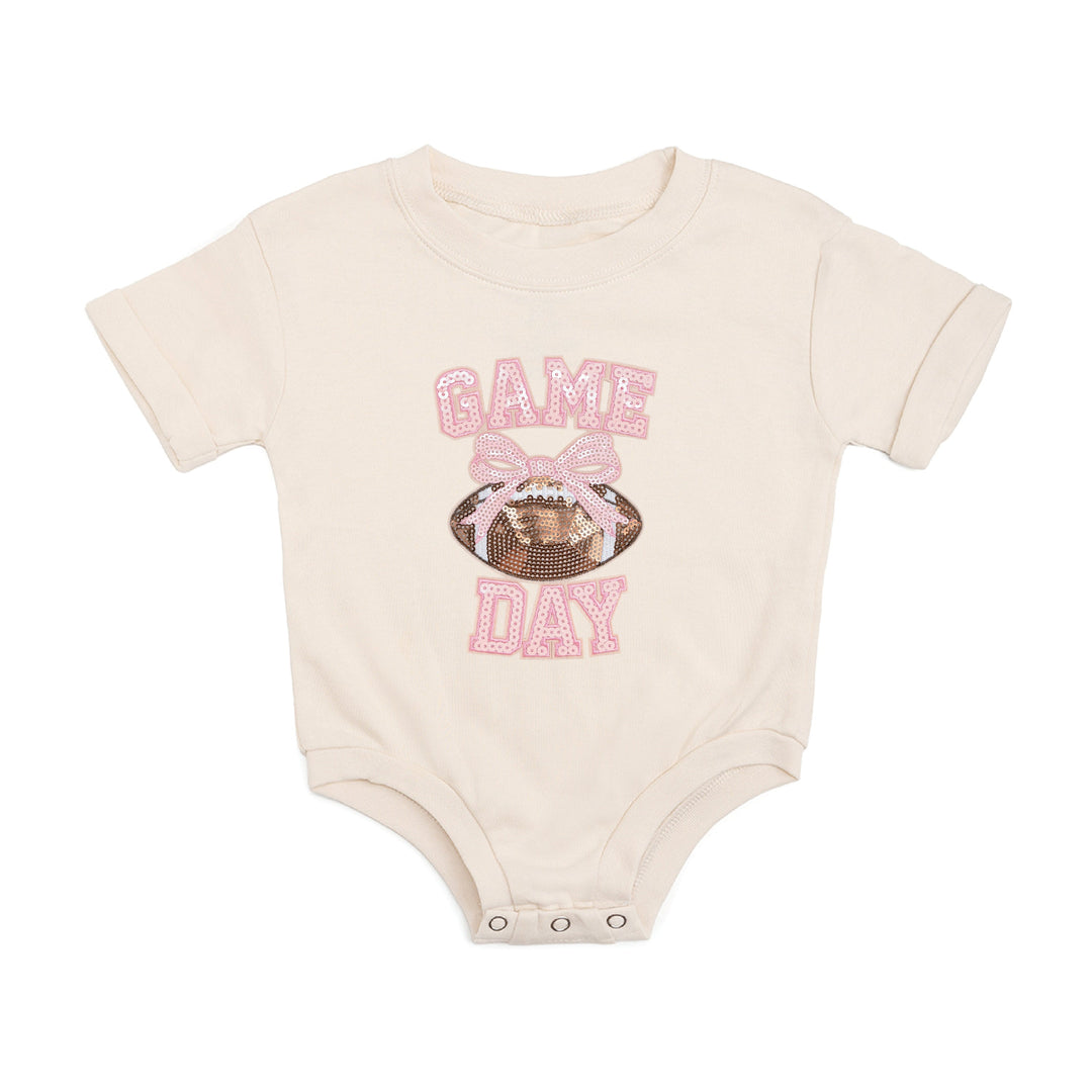 Game Day Sequin Patch Short Sleeve Romper