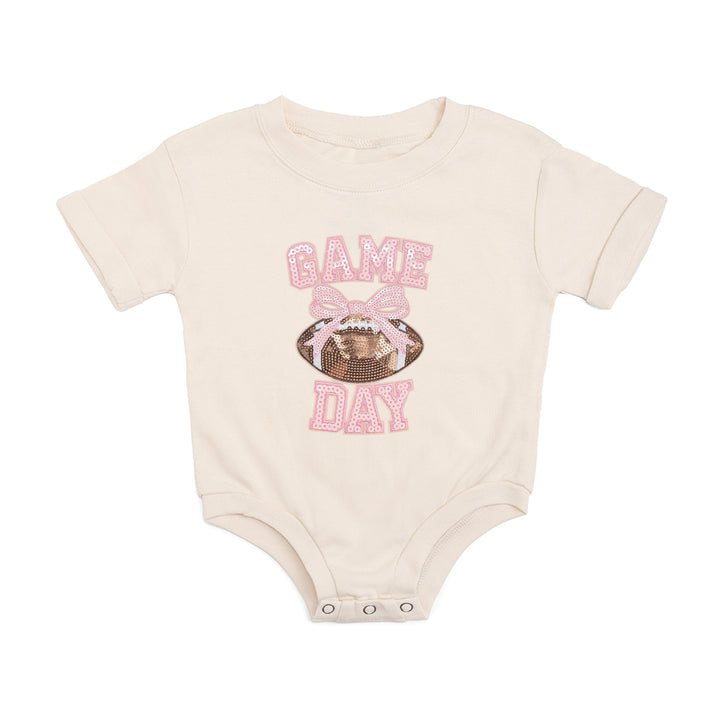 Game Day Sequin Patch Short Sleeve Romper