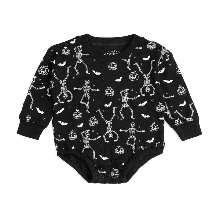 Glow In The Dark Silly Skelly Halloween Long Sleeve Romper