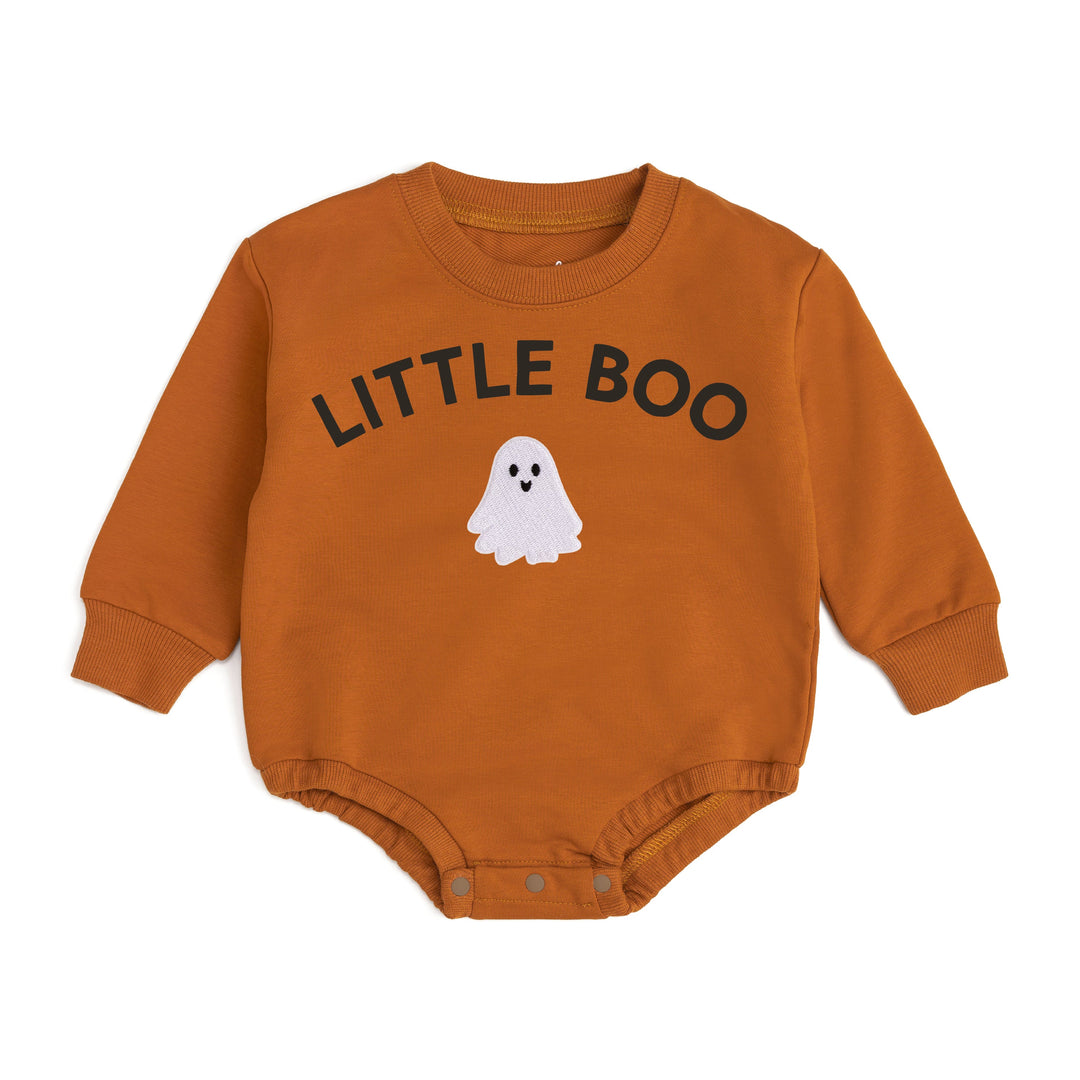 Little Boo Patch Halloween Long Sleeve Romper