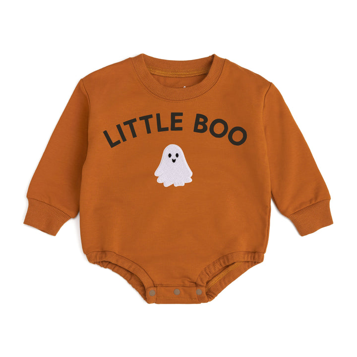 Little Boo Patch Halloween Long Sleeve Romper