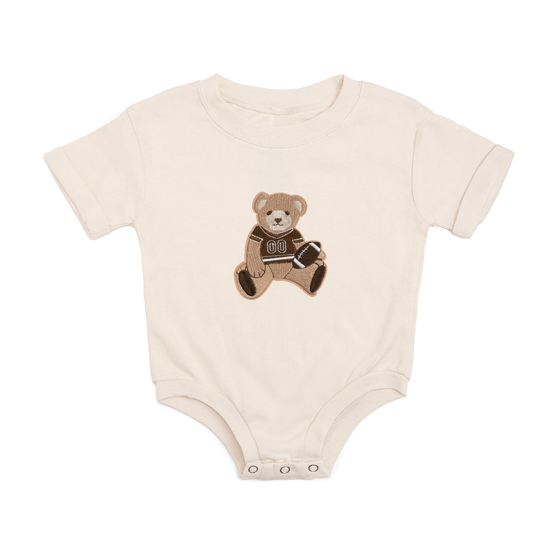 Teddy Bear Patch Short Sleeve Romper
