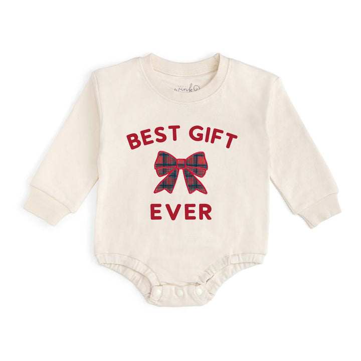 Best Gift Ever Patch Christmas Long Sleeve Romper