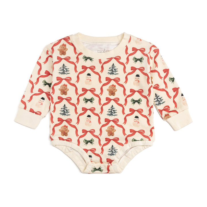 Christmas Cutie Long Sleeve Romper - Natural