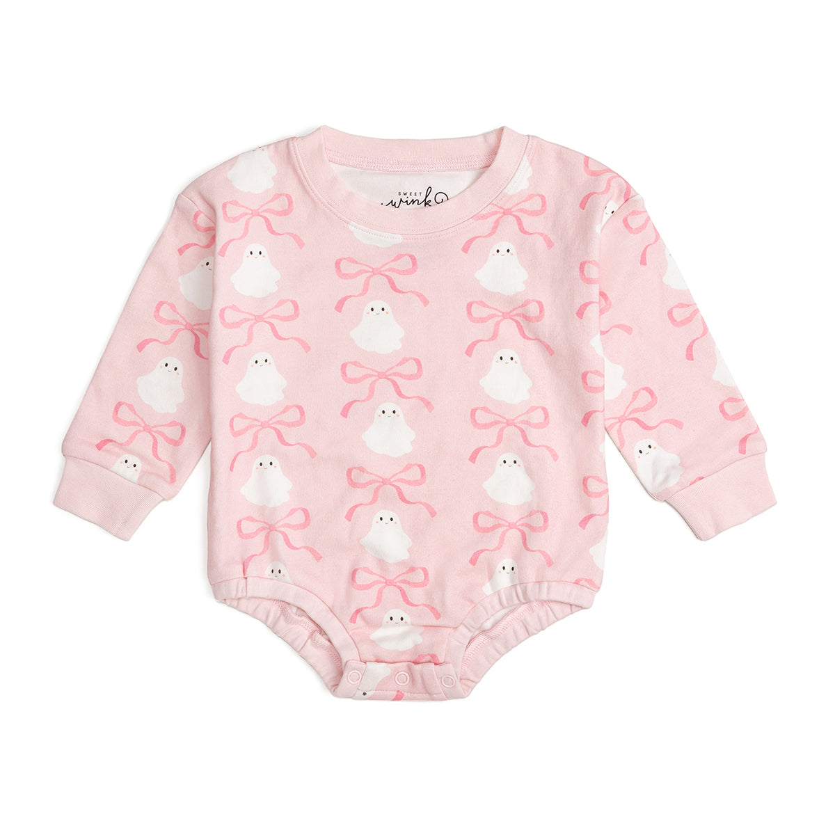 Coquette Ghost Halloween Long Sleeve Romper - Pink – Sweet Wink