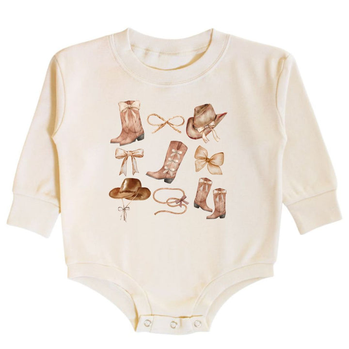 Cowgirl Cutie Long Sleeve Romper - Natural