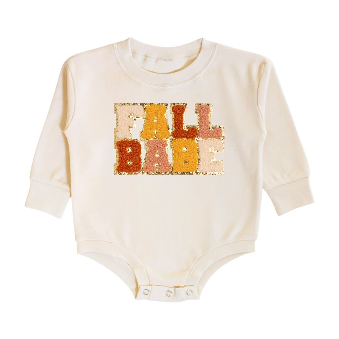 Fall Babe Patch Long Sleeve Romper - Natural