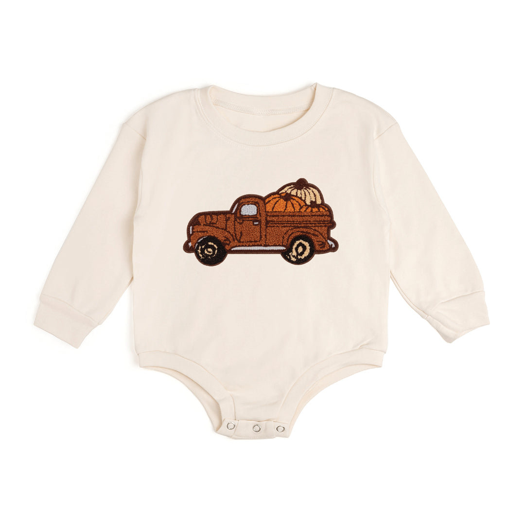 Fall Truck Patch Long Sleeve Romper