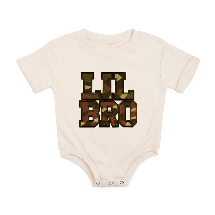 Lil Bro Camo Patch Short Sleeve Romper - Natural
