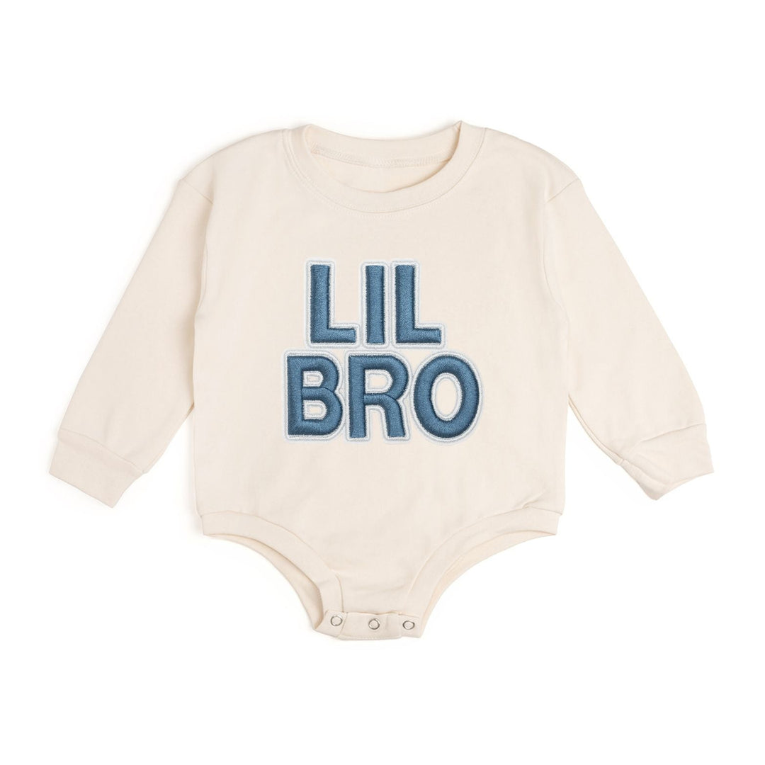 Lil Bro Embroidered Patch Long Sleeve Romper