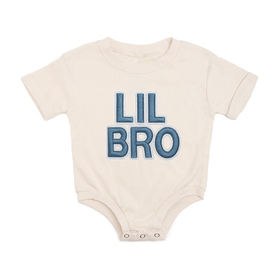 Lil Bro Embroidered Patch Short Sleeve Romper