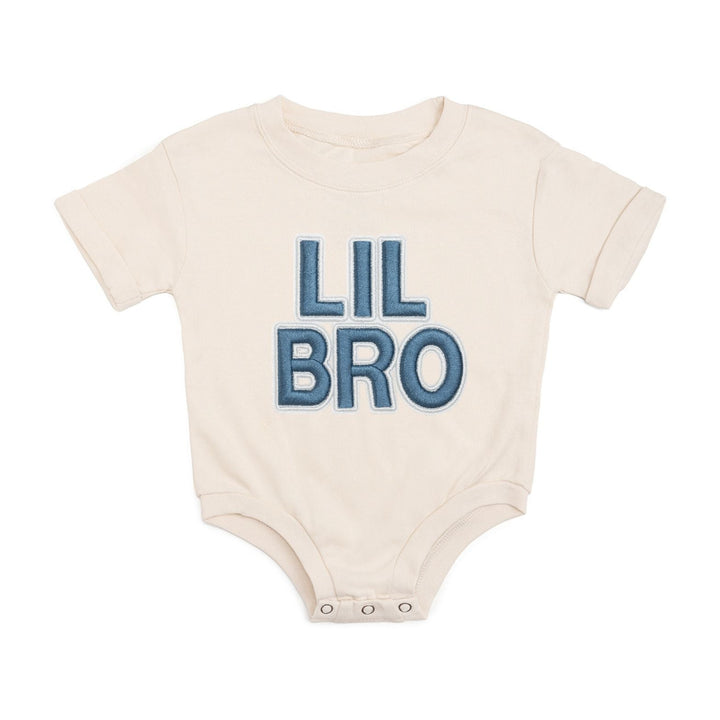 Lil Bro Embroidered Patch Short Sleeve Romper