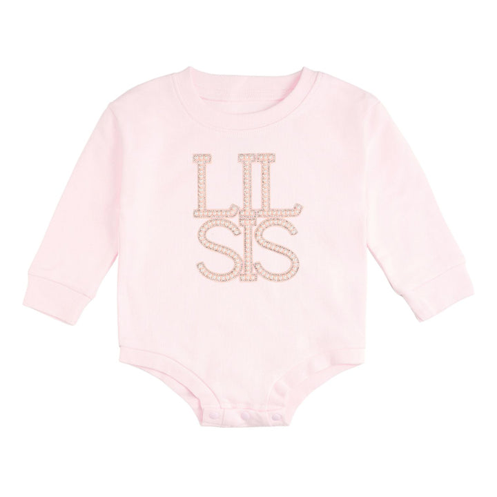 Lil Sis Pearl Patch Long Sleeve Romper - Ballet