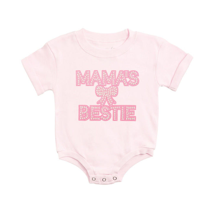 Mama's Bestie Pearl Patch Short Sleeve Romper