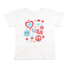 Load image into Gallery viewer, 4th Of July Doodle Short Sleeve T-Shirt - White