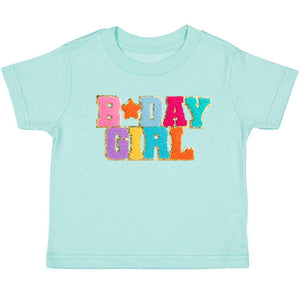 Birthday Girl Patch Short Sleeve T-Shirt - Aqua